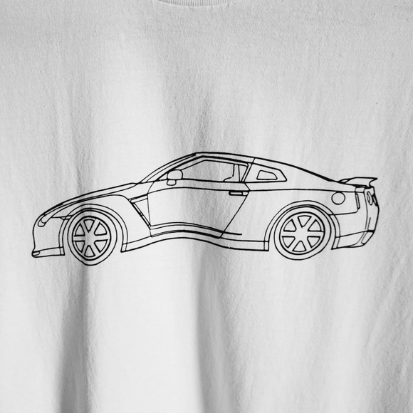 Gildan Nissan GT-R Car Silhouette White T-Shirt Size M - Picture 2 of 3